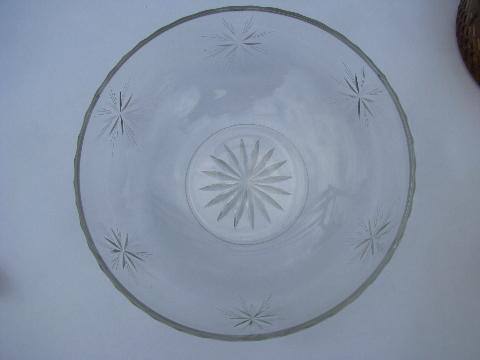 photo of glory star pattern vintage wheel cut Lotus glass salad or fruit bowls set #3