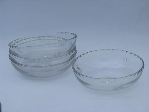 photo of glory star pattern vintage wheel cut Lotus glass salad or fruit bowls set #4