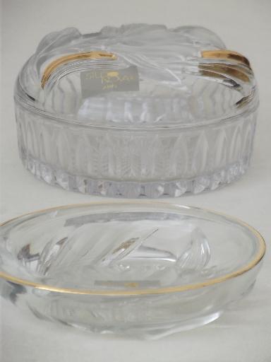 photo of gold French Iris  Mikasa Studio Nova - Japan crystal dish & covered box #1