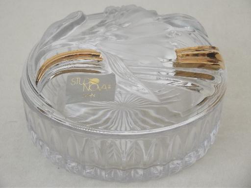 photo of gold French Iris  Mikasa Studio Nova - Japan crystal dish & covered box #4