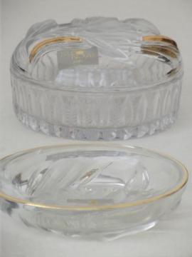 catalog photo of gold French Iris  Mikasa Studio Nova - Japan crystal dish & covered box