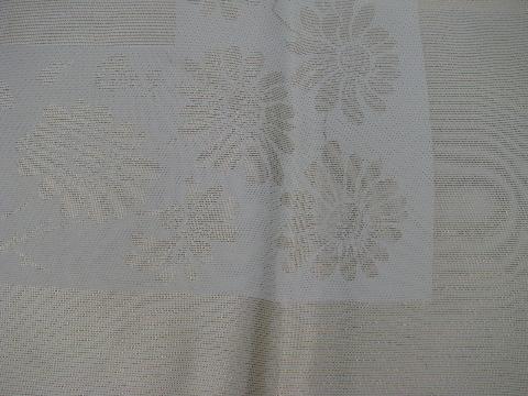 photo of gold / ivory rayon roses 1940s vintage damask tablecloth & napkins set, mint in original box #2