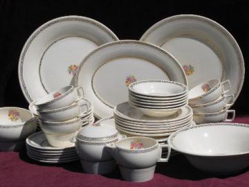 catalog photo of gold laurel floral vintage American Limoges china dishes set for 6