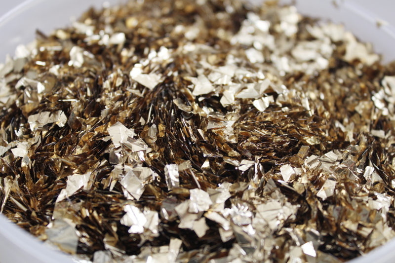 photo of gold leaf metal flake foil sparkle glitter for crafts, 6 oz container 1970s vintage #4