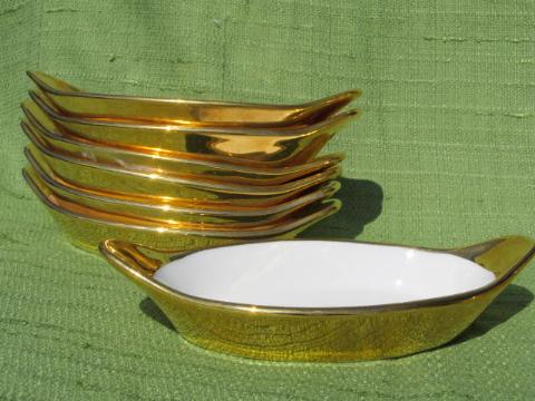 photo of gold luster Royal Worcester baking ware lot, casseroles, ramekins #2