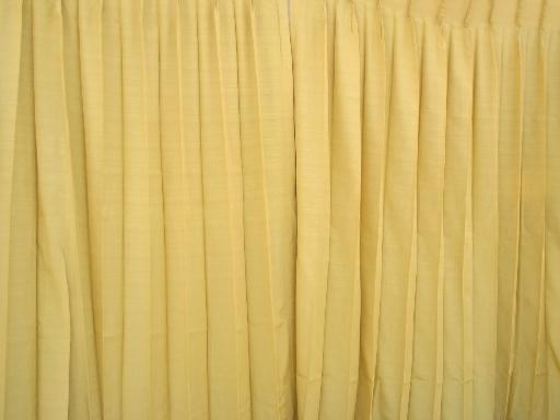 photo of gold rayon 'silk' shantung curtain panels, 60s mad men vintage curtains #1