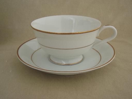 photo of gold wedding band Noritake china, white porcelain footed cups and saucers #2