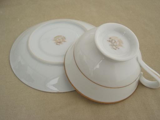 photo of gold wedding band Noritake china, white porcelain footed cups and saucers #3