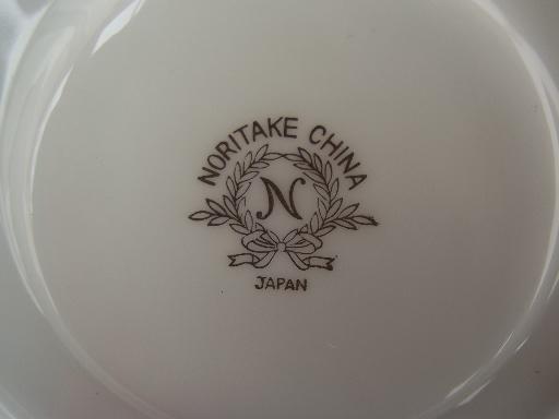 photo of gold wedding band Noritake china, white porcelain footed cups and saucers #5