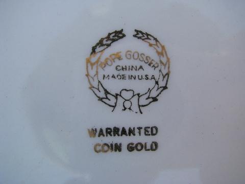 photo of gold wedding band pattern china for 6, 1940s-50s vintage Pope-Gosser #4