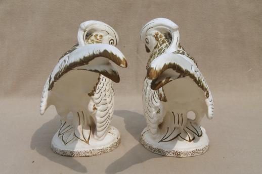 photo of golden pheasants pair of vintage white & gold ceramic birds, large figurines #4