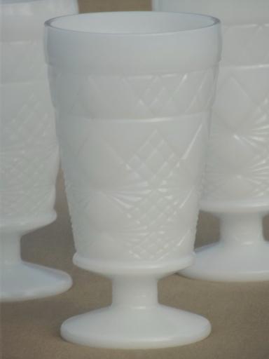 photo of gothic & waffle footed tumblers, vintage milk glass glasses to mix & match #3