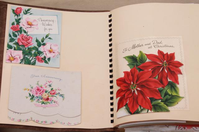 photo of grandmother's scrapbook of vintage greeting cards, holiday cards, valentines #9