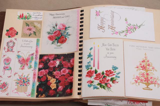 photo of grandmother's scrapbook of vintage greeting cards, holiday cards, valentines #12