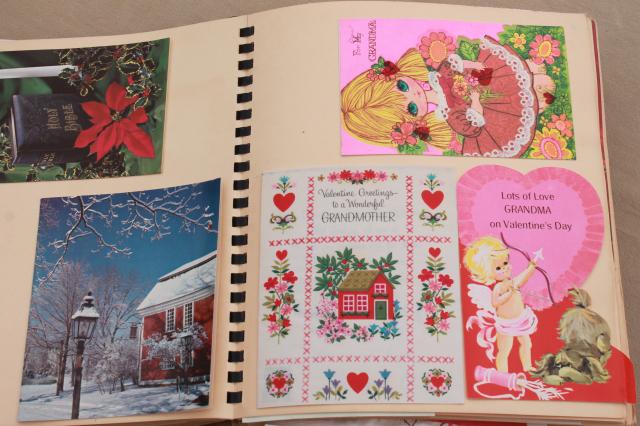 photo of grandmother's scrapbook of vintage greeting cards, holiday cards, valentines #14