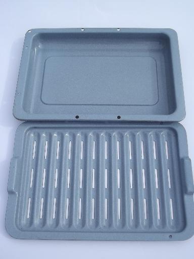 photo of graniteware oven pans, enameled steel roasting / broiler pans w/ racks #3