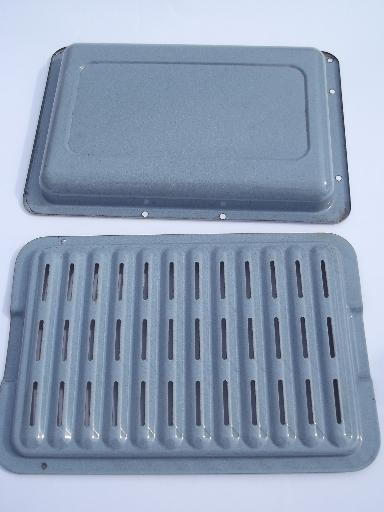 photo of graniteware oven pans, enameled steel roasting / broiler pans w/ racks #4