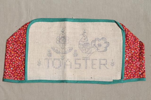 photo of granny chic vintage cotton print toaster cover to stitch, kitchen linens to embroider #1