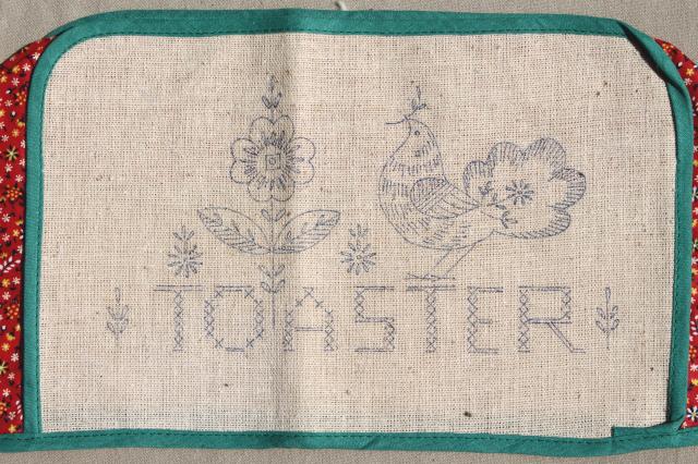 photo of granny chic vintage cotton print toaster cover to stitch, kitchen linens to embroider #2