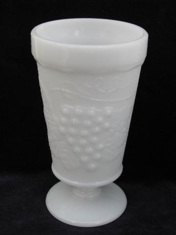 photo of grapes milk glass, vintage Anchor Hocking footed tumblers #2