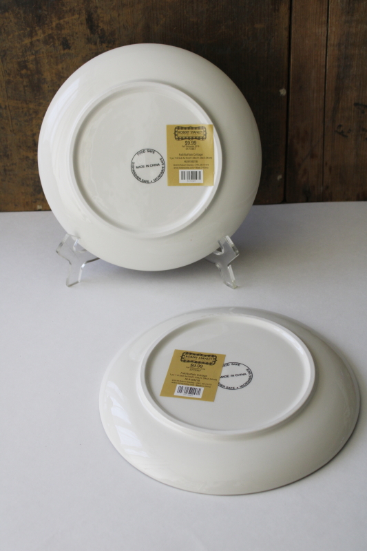 photo of gray & white gingham buffalo checked pattern salad plates vintage farmhouse style, new w/ labels #3