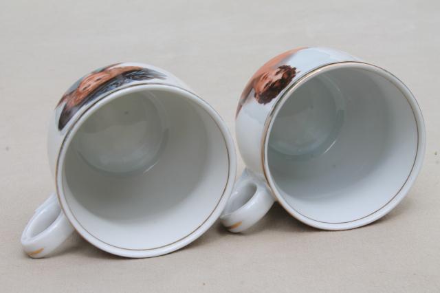 photo of great beauties portrait china, antique German porcelain mugs w/ Georgiana & Josephine #6