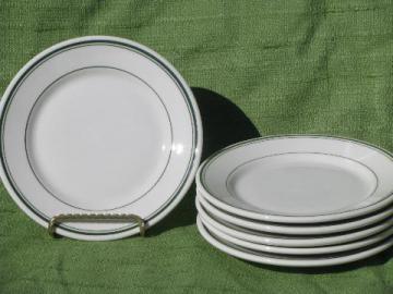 catalog photo of green band white ironstone restaurant ware, 1945 Warwick china plates