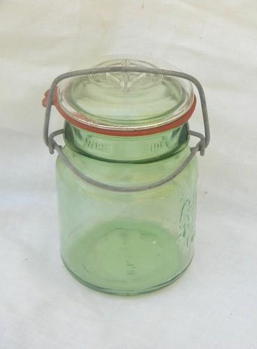 photo of green glass Grandma Wheaton's Old Fashioned Receipts 1 pint mason jar #2