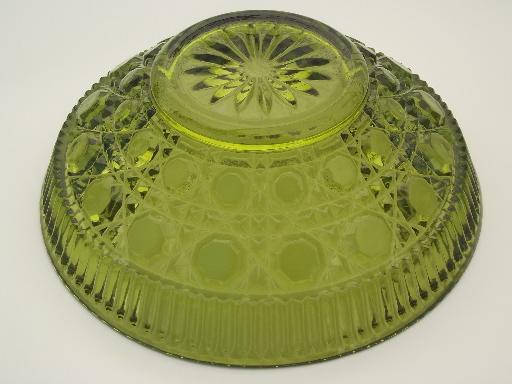 photo of green glass Windsor pattern bowl, vintage Federal / Indiana glass #2