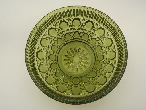 photo of green glass Windsor pattern bowl, vintage Federal / Indiana glass #3