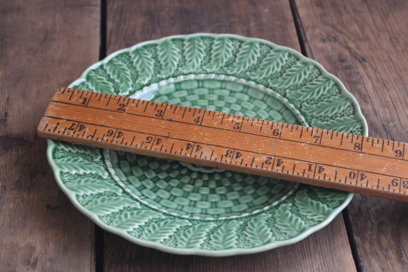 photo of green glaze Bordallo Pinheiro Portugal pottery plates vintage majolica style ferns  #2