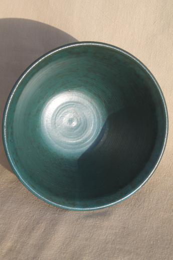 photo of green glazed stoneware pottery bowl, large serving / mixing bowl Beaver Creek pottery #3