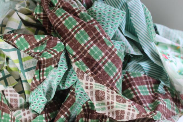 photo of green prints 30s 40s 50s vintage cotton scraps bundle for quilting sewing craft projects #1