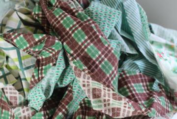 catalog photo of green prints 30s 40s 50s vintage cotton scraps bundle for quilting sewing craft projects