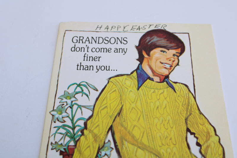 photo of groovy teen boy greeting cards 70s vintage graphic art collectible ephemera lot #3