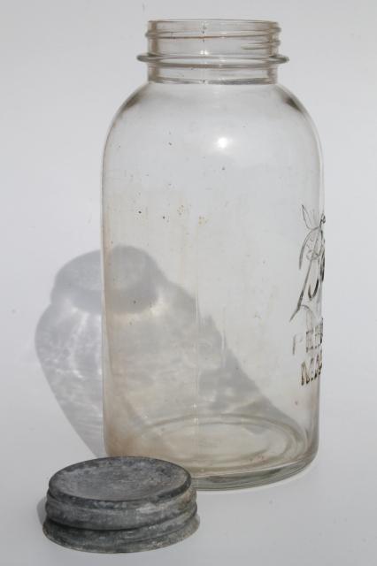 photo of half gallon vintage Ball Perfect Mason jar, large pickle / fruit canning jar w/ metal lid #2