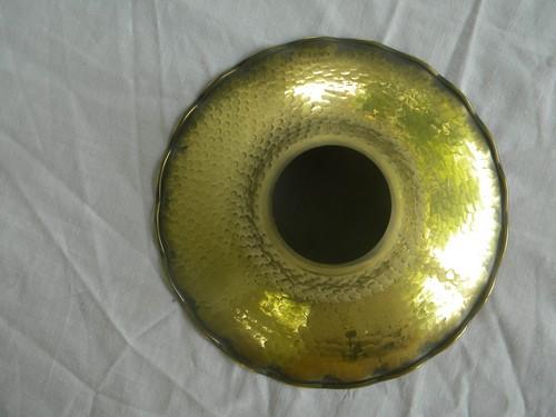 photo of hammered brass replacement shade for kerosene or oil lamp chimney #2