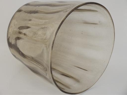 photo of hand blown Mexican art glass bowl, huge cachepot vase in pale smoke glass #2