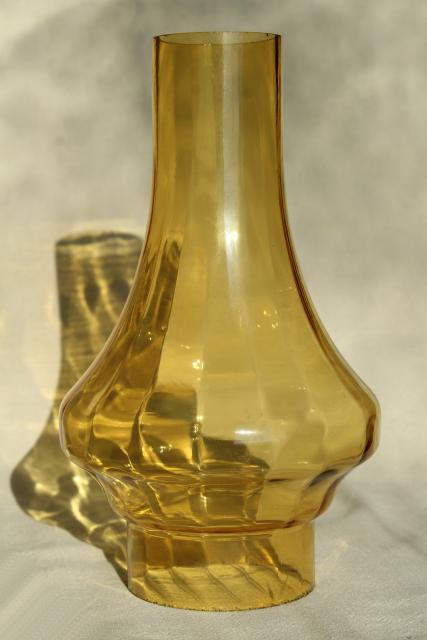 photo of hand blown Mexican art glass lamp chimney, vintage Spanish revival amber glass light shade #2