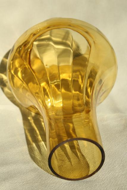 photo of hand blown Mexican art glass lamp chimney, vintage Spanish revival amber glass light shade #4