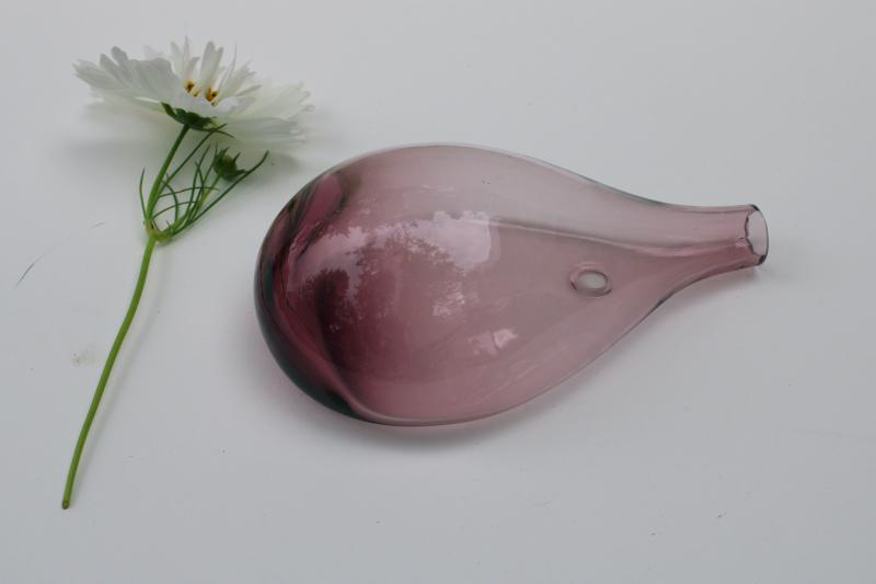 photo of hand blown amethyst glass bubble wall pocket, ivy vase for propagating plant cuttings #3