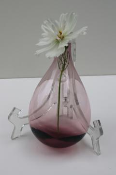 catalog photo of hand blown amethyst glass bubble wall pocket, ivy vase for propagating plant cuttings