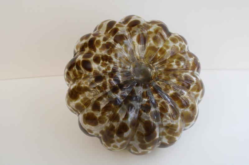 photo of hand blown art glass large pumpkin animal print tortoise shell neutral colors fall decor #3