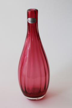 catalog photo of hand blown cranberry glass bud vase, Fenton International label 00s vintage