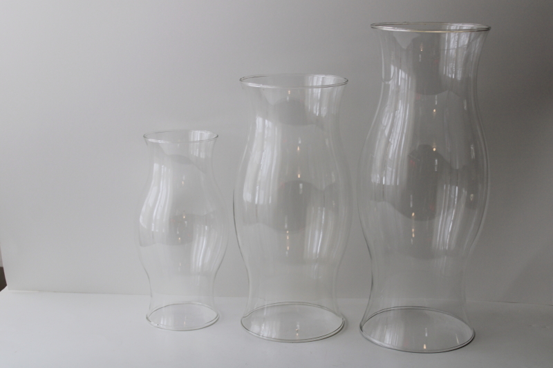 photo of hand blown glass hurricanes, chimney candle shades large medium small #1