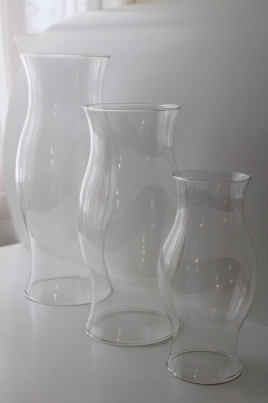 photo of hand blown glass hurricanes, chimney candle shades large medium small #8