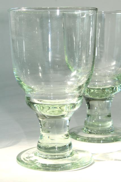 photo of hand blown glass wine glasses or water goblets, eco friendly green recycled glass #2