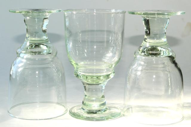 photo of hand blown glass wine glasses or water goblets, eco friendly green recycled glass #3