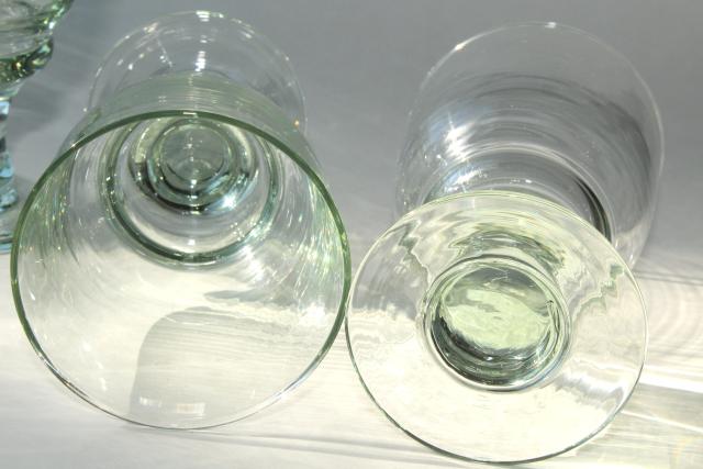 photo of hand blown glass wine glasses or water goblets, eco friendly green recycled glass #4