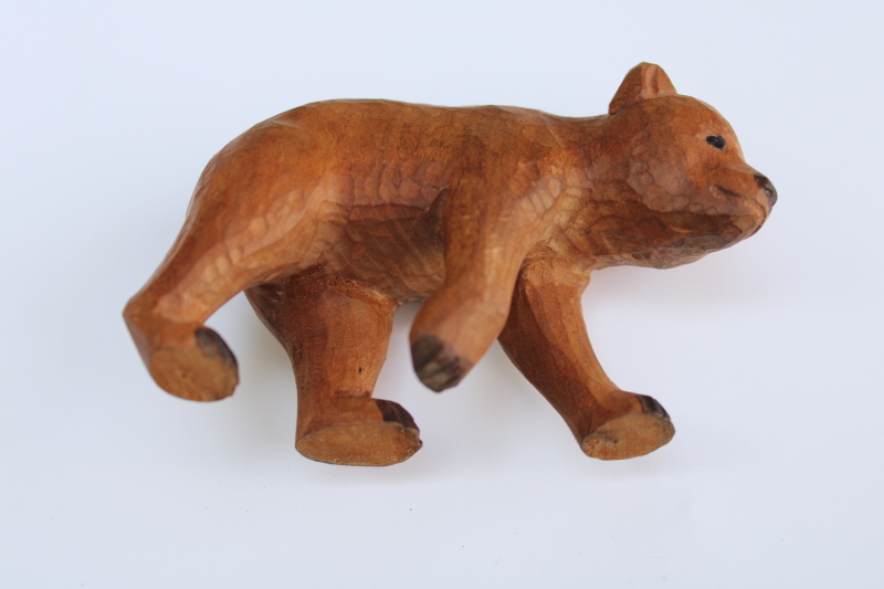 photo of hand carved wood brown bear figurine, handcrafted folk art, rustic woodland decor  #2